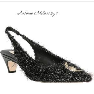 Antonio Melanix Elizabeth Damrich Moon Boucle Ornamented Frayed Detail Slingback